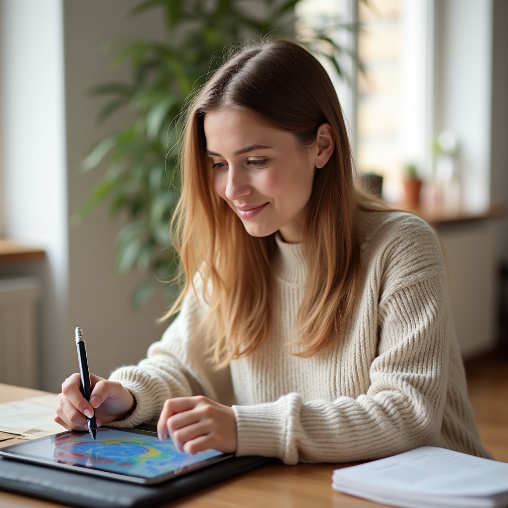 Ученик выполняет интерактивное упражнение на платформе